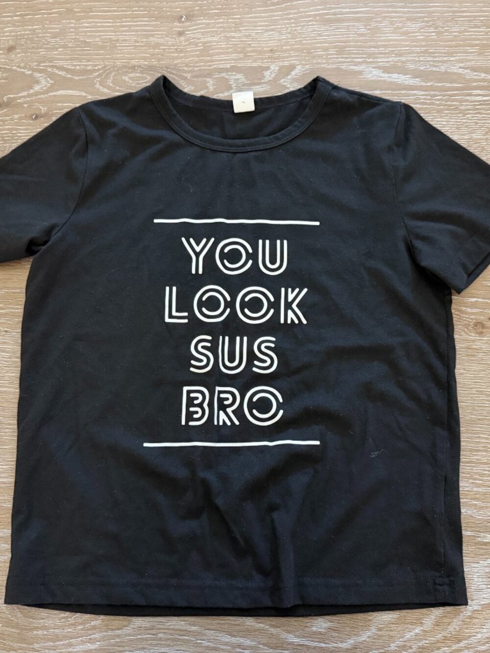 Boys SHEIN black you look sus bro short sleeve t-shirt tee top size 8 years